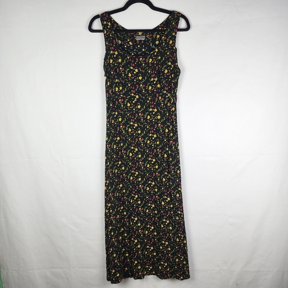 Vintage‎ 90s Y2K Ditzy Floral Print Maxi/Midi Dress Size 10 Cottage Boho Peasant